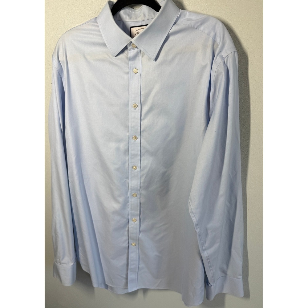 Charles Tyrwhitt Mens Button Down Shirt 16.5/34 Light Blue Twill LS Office Wear